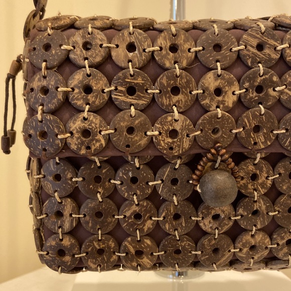 Coconut Shell Button Shoulder Purse - Picture 5 of 11
